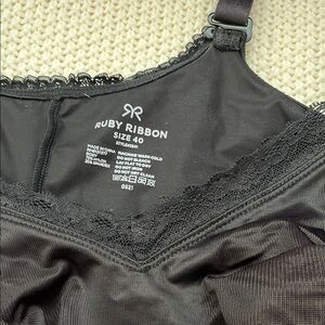 Ruby Ribbon Black Lace Trim Camisole